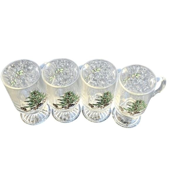 Gibson USA Stoneware NOEL MORNING 4 Clear Hot Cocoa Handles - Picture 1 of 2